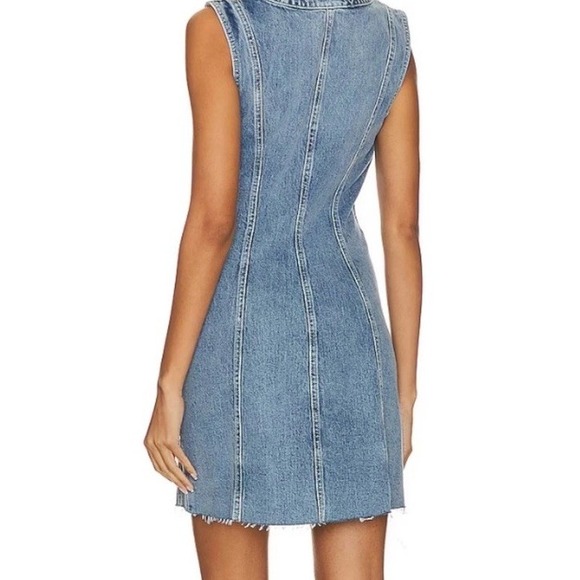 RAILS Women M Cascade Dress Strand Denim Frayed Hem Stretch Asymmetric‎ Button - Picture 2 of 13